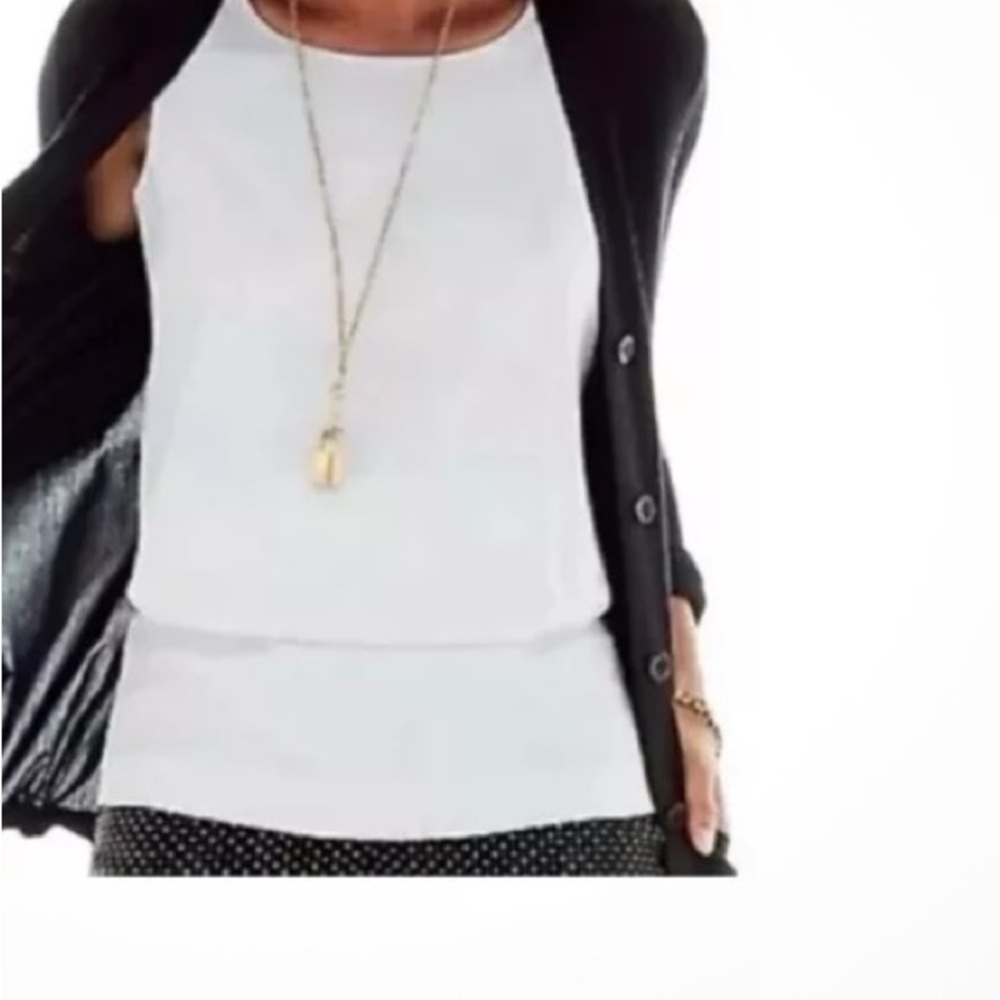 Cabi # 5226 white blouson tank new in bag with cute back detail